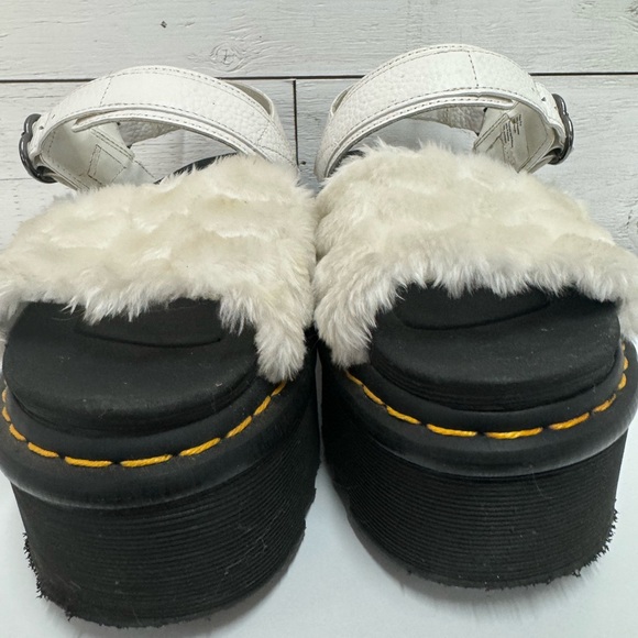 Dr Martens White Voss Quad Fluffy Sandals Sz 8 - Picture 6 of 9